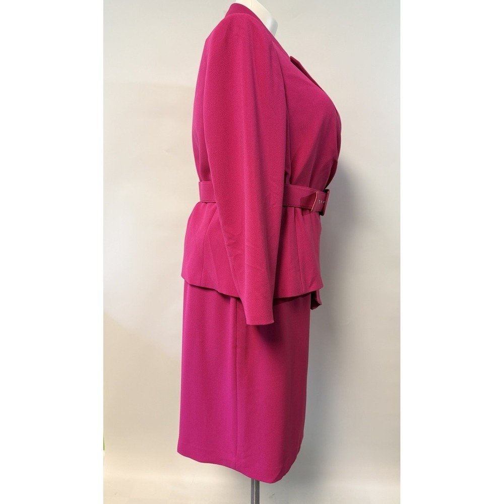 NEW $349 Tahari ASL Skirt Suit Womens Sz 18W 2 Pc Set Pink Belted Blazer Midi - Picture 10 of 16